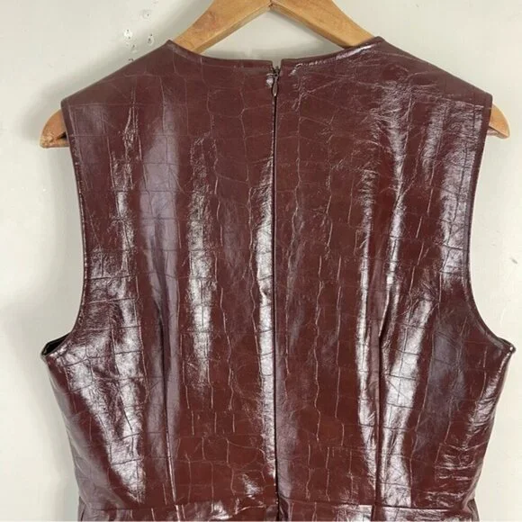 Avec Les Filles Women's Croc-Embossed Mini Dress Chocolate Brown Size 14 - Picture 8 of 16